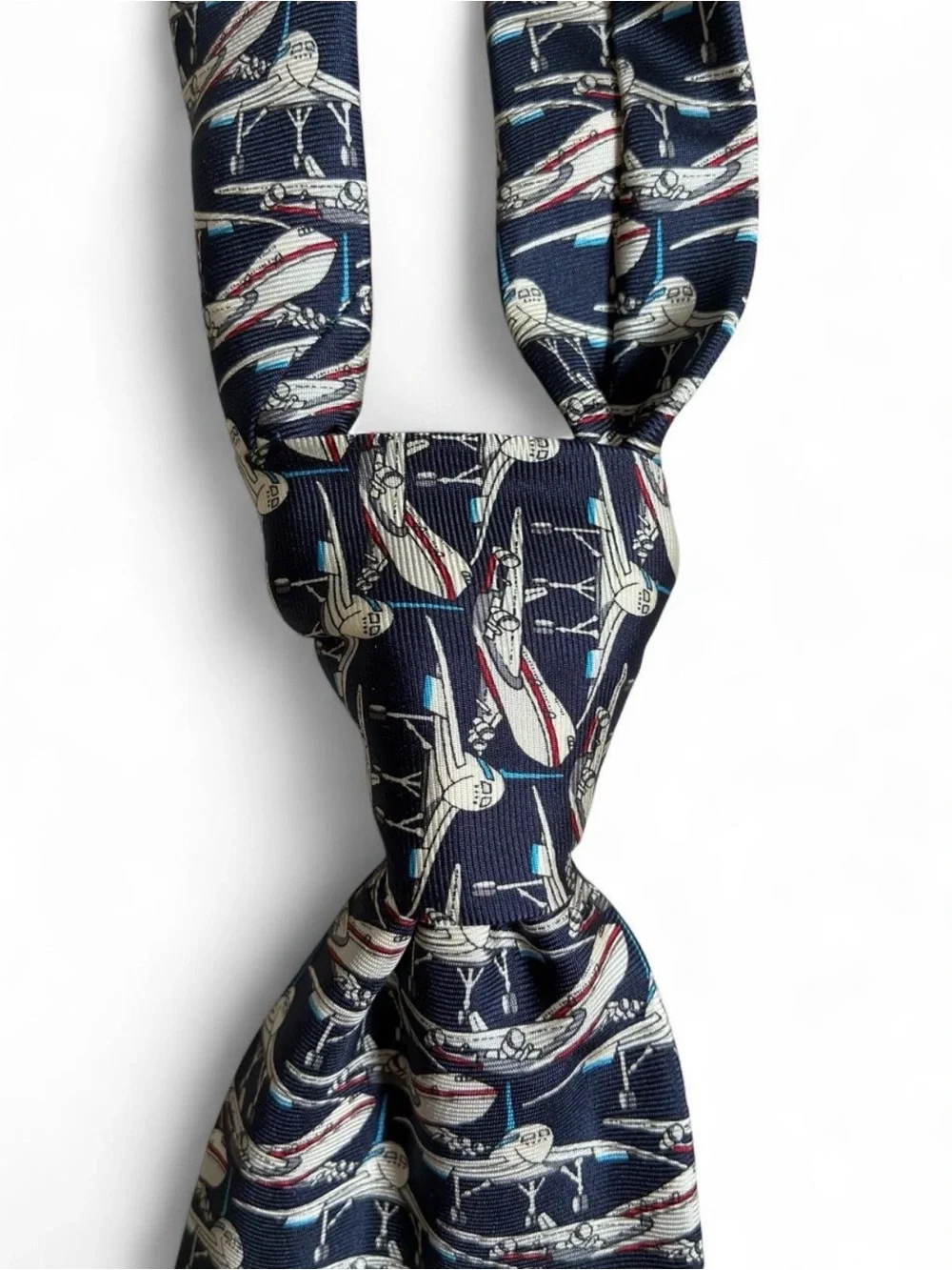 Vintage Silk Tie Airplane Print Made in Italy
